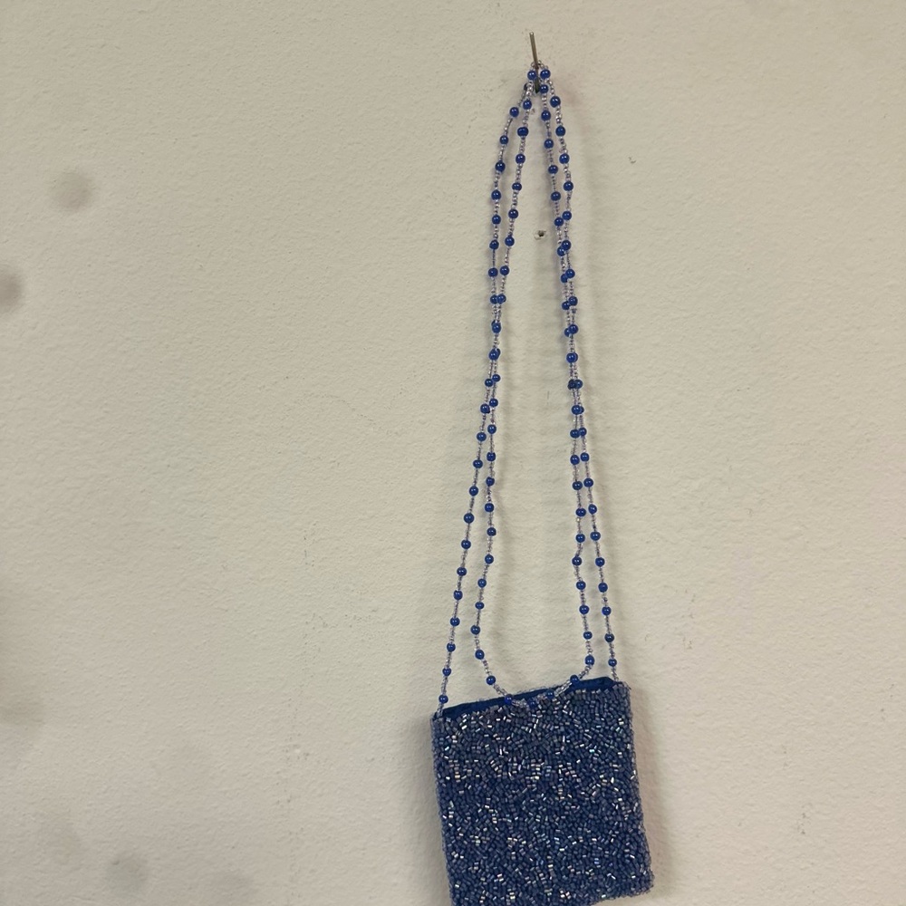 Elegant Blue Beaded Women's Bag